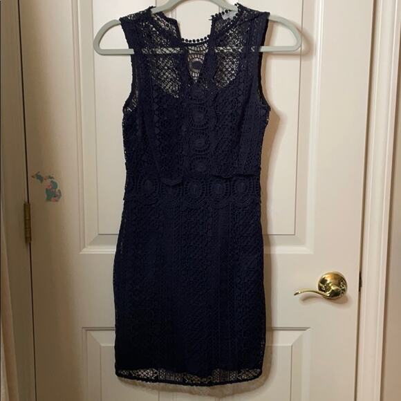 H&M navy sleeveless lace dress size 4 - Picture 4 of 10